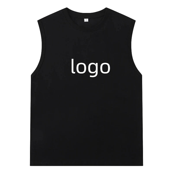 Cotton Men's Sleeveless Shirt Custom Logo Printing Name Gym Training Clothes DIY Vest